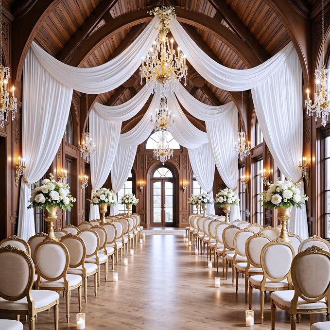 50ft x 15ft White Backdrop Curtains - Image 5