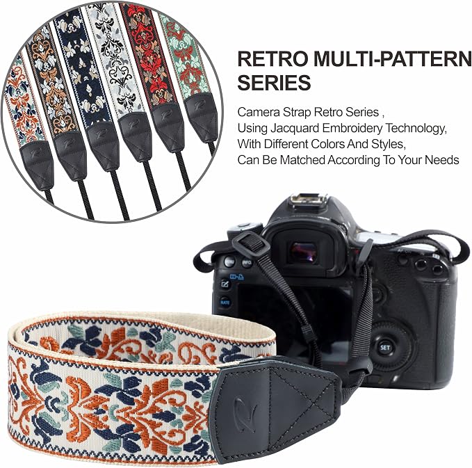 Padwa Lifestyle 2" Retro Jacquard Embroidery Camera Strap, Adjustable, Wide - Image 5