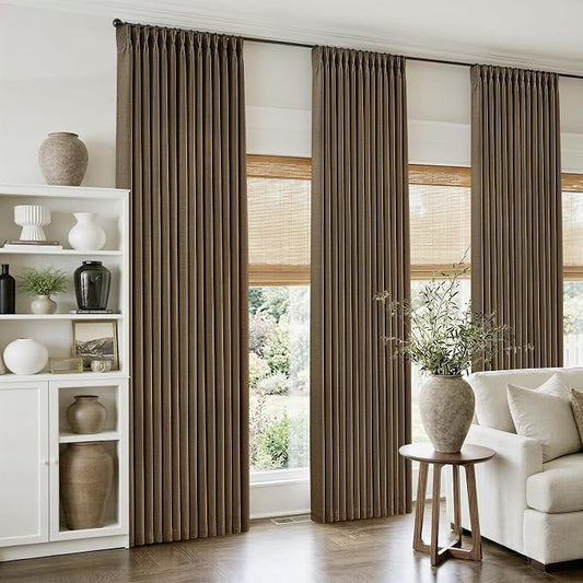 Chocolate Brown Pinch Pleated Bedroom Curtains 102 Inches Long 4 Panels Set by Twodrapes