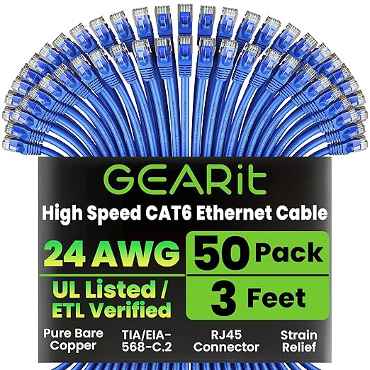 GEARit Cat 6 Ethernet Patch Cable 3 ft Blue by GEARit