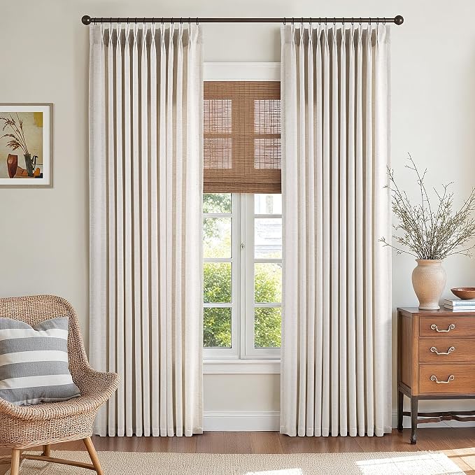 ANRODUO Memory Trained Pinch Pleated Curtains 90 Inches Long, Viral Linen Pinch - Image 2