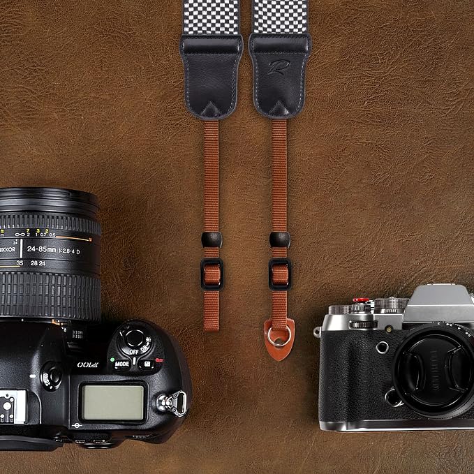 Padwa Lifestyle Black and White Fine Plaid Camera Strap - Image 6