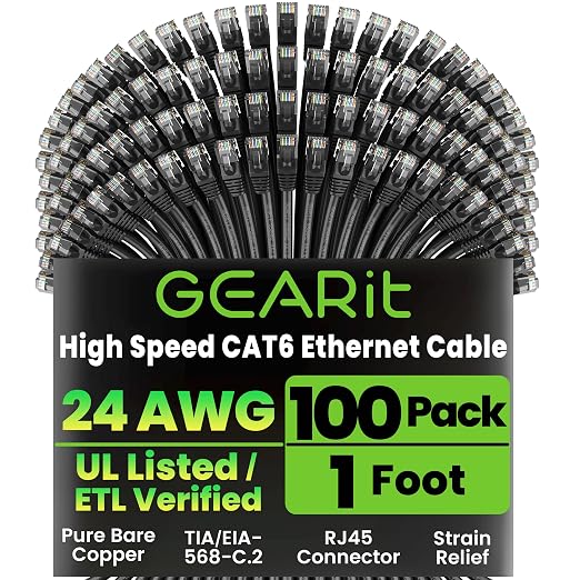 GEARit Cat 6 Patch Cables 1 ft Black by GEARit