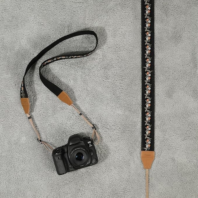 MoKo Camera Strap, Cotton Vintage Embroidered Camera Strap, Adjustable Neck & - Image 7