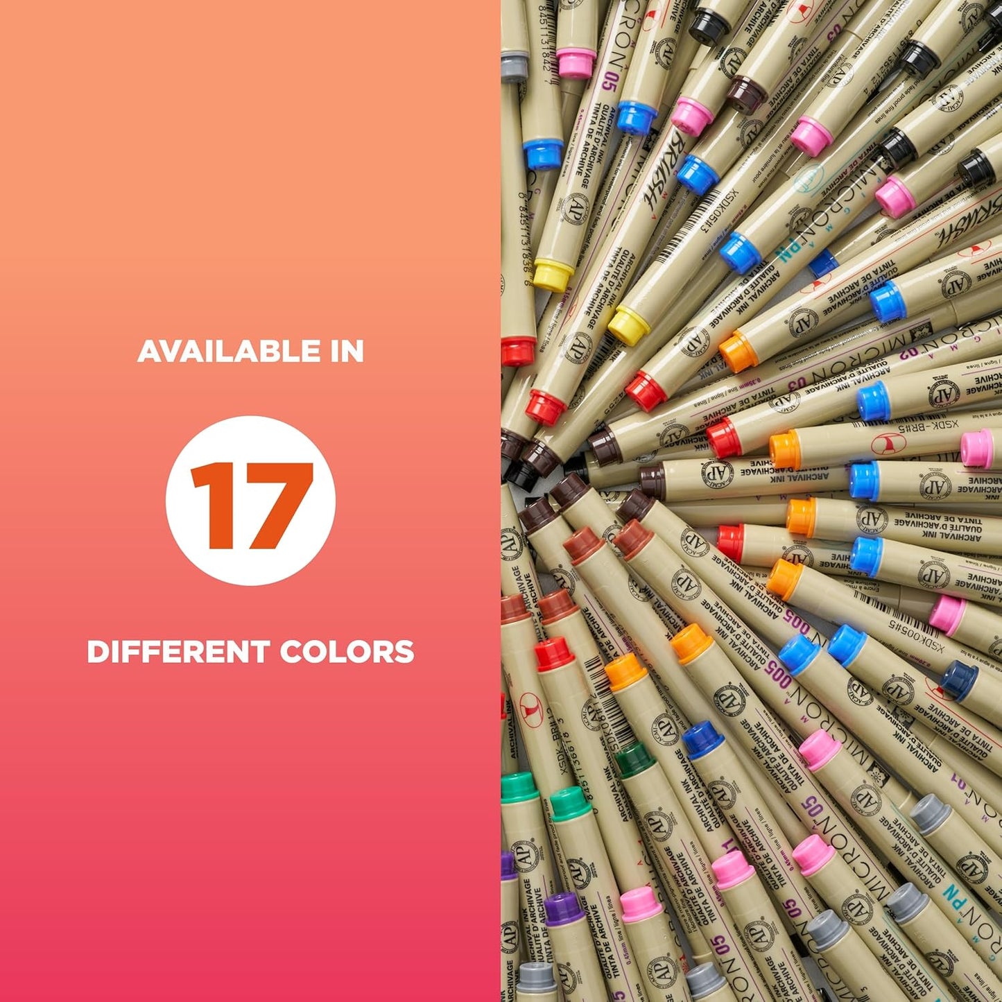 SAKURA Pigma Micron Fineliner Pens - Archival Black & Colored Ink Pens - For Writing, Drawing, or Journaling - Black & Assorted Colored Ink - 01 Point Size - 6 Pack