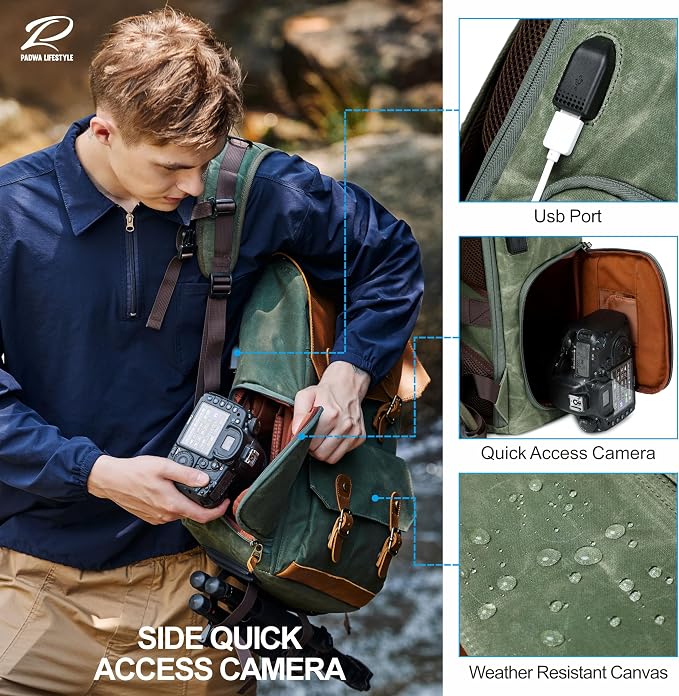 Padwa Lifestyle Green Camera Backpack - Image 6