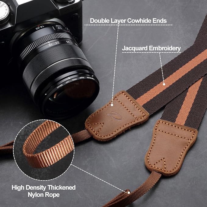 Padwa Lifestyle Brown Yellow Striped Camera Strap - Image 5