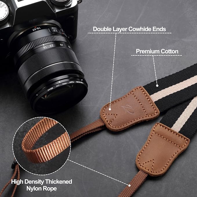 Padwa Lifestyle Black Striped Camera Strap - Image 4