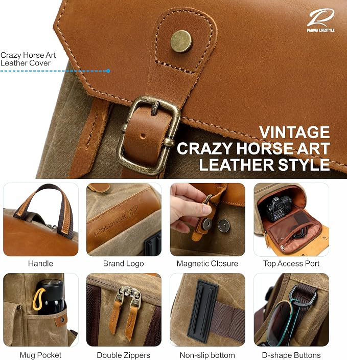 Padwa Lifestyle Khaki Camera Backpack - Image 7