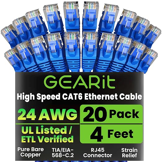 GEARit Cat 6 Ethernet Patch Cable 4 ft Blue by GEARit