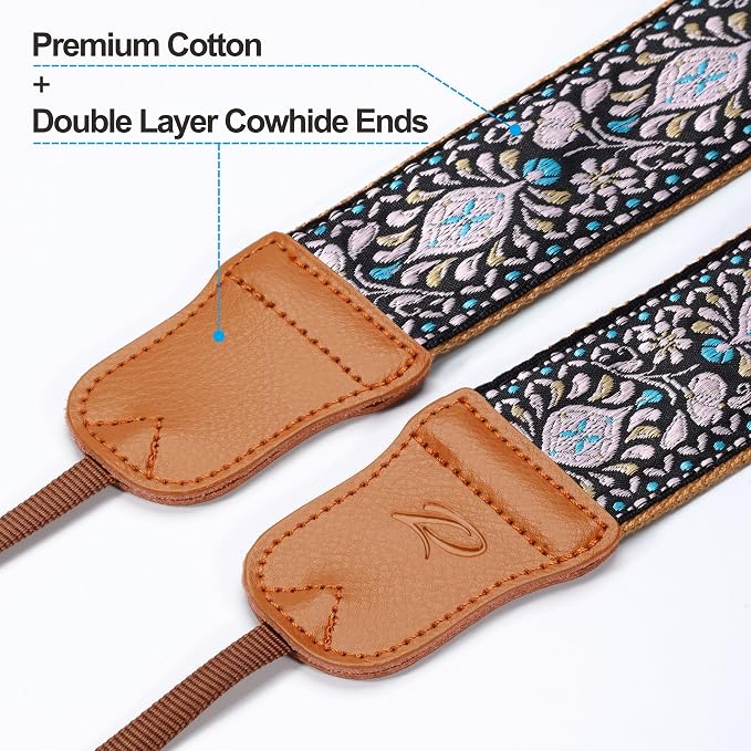 Padwa Lifestyle Pink Floral Vintage Embroidered Camera Strap - Image 2