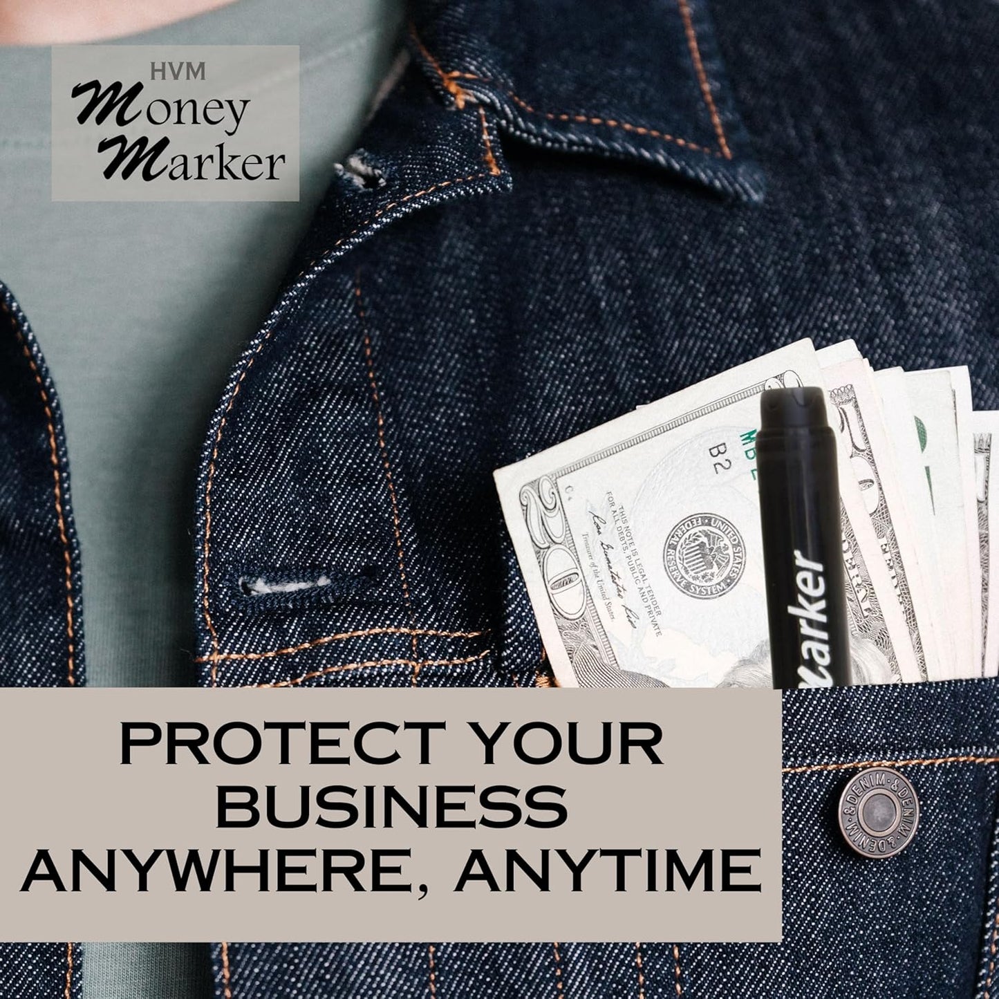 HVM Counterfeit Money Detector Pen (5 Counterfeit Pens) - Money Marker Bill Detector Pen with Upgraded Chisel Tip - Detect Fake Bills, Universal False Currency Checker Pack