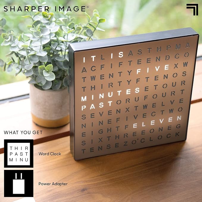 Sharper Image LED Word Digital Clock, Copper Finish, Light-Up Desk & Wall Clock - Image 5