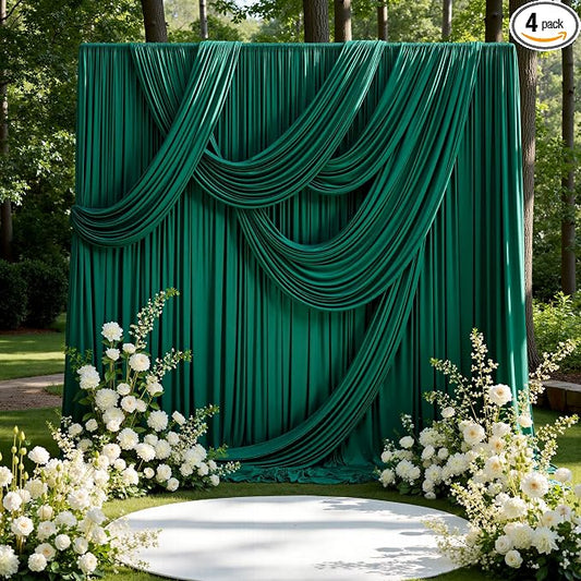 20ft x 15ft Hunter Green Backdrop Curtains by CO-AVE