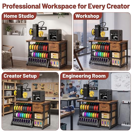 3D Printer Workstation with Power Outlet & Filament Storage, Heavy Duty 4-Tier - Image 6