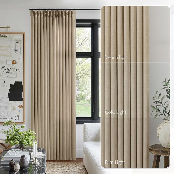 Burlywood Birch Linen Semi Sheer 108 Inch Curtains - Image 9
