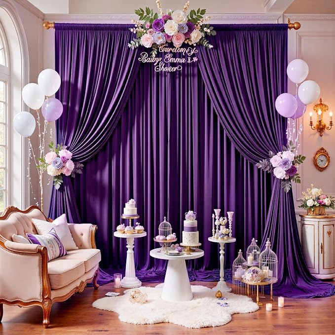 50ft x 12ft Purple Backdrop Curtains - Image 6