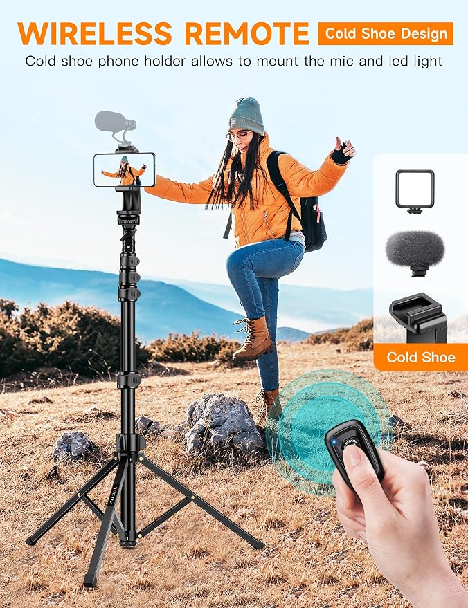 Phone Tripod, Portable Aluminum Cellphone Stand - Image 3