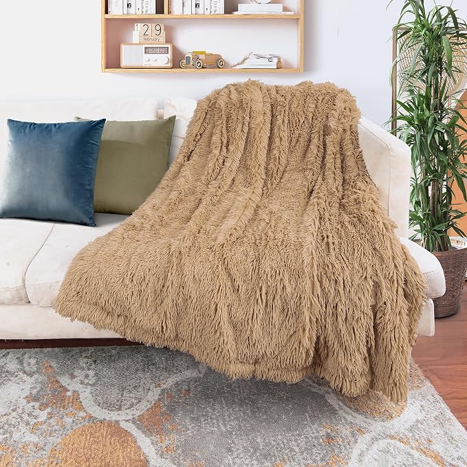Tuddrom Decorative Extra Soft Faux Fur Blanket Twin Size, Solid Reversible - Image 2