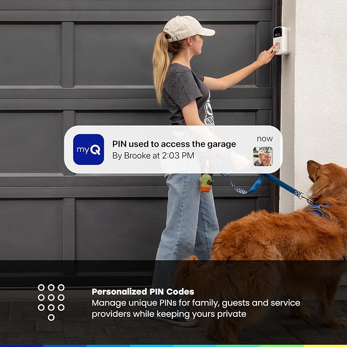 myQ Smart Garage Starter Kit: Garage Door Video Keypad + Rechargeable Battery + - Image 5