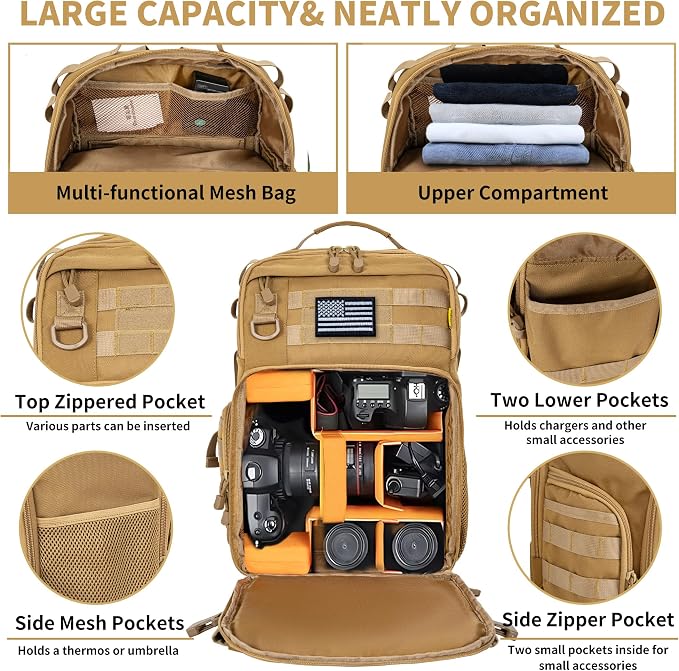 TORIBIO Camera Backpack for DSLR/SLR/Mirrorless Photography Camera, - Image 6