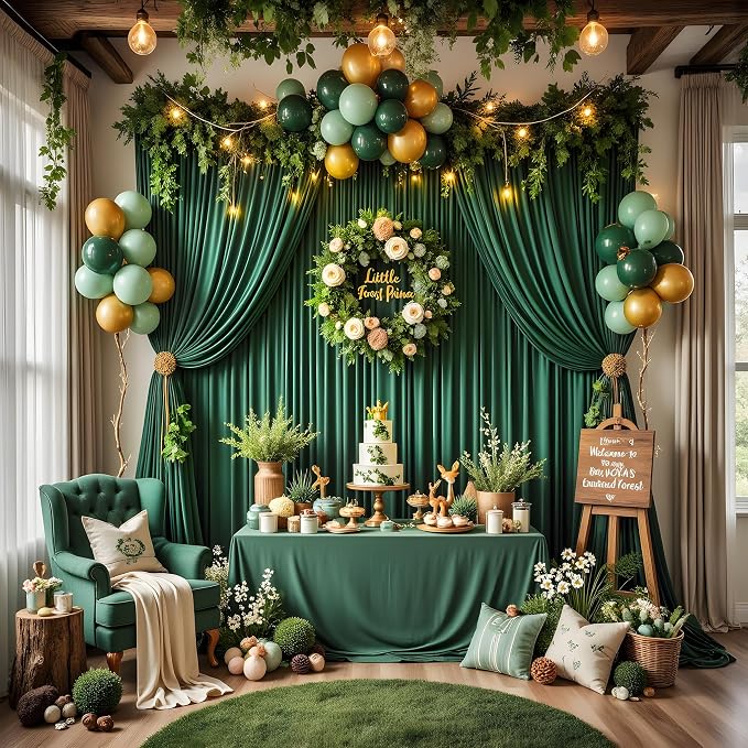 12ft x 10ft Wrinkle Free Hunter Green Backdrop Curtains - Image 7
