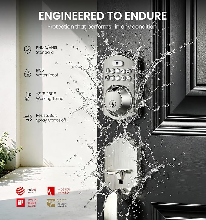 Veise VE012W-H WiFi Smart Front Door Lock Set, Built-in WiFi, App Remote & - Image 9