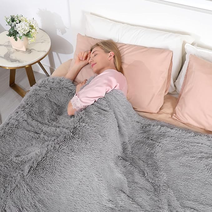 Tuddrom Decorative Extra Soft Faux Fur Throw Blanket 50"x60", Solid Lightweight - Image 3