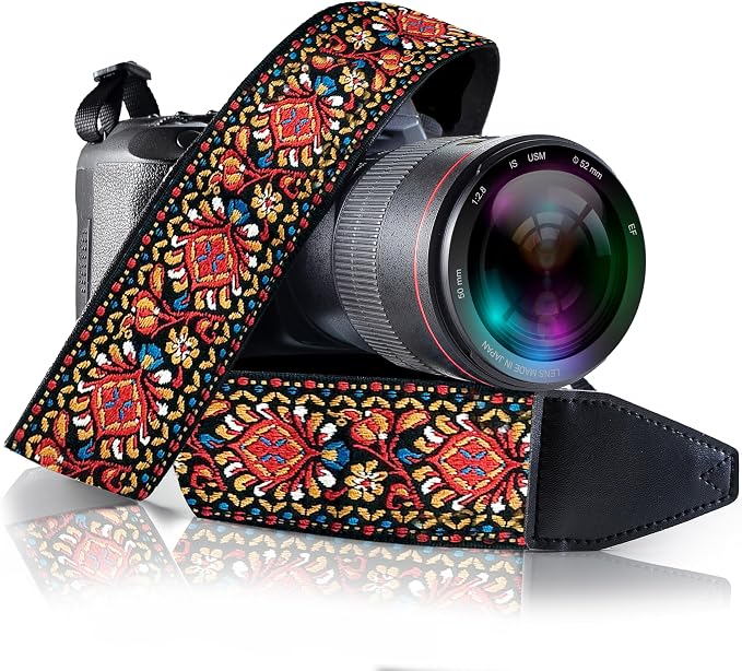 Art Tribute Camera Strap, Vintage Embroidered Neck Shoulder & Crossbody Camera by ArtTribute
