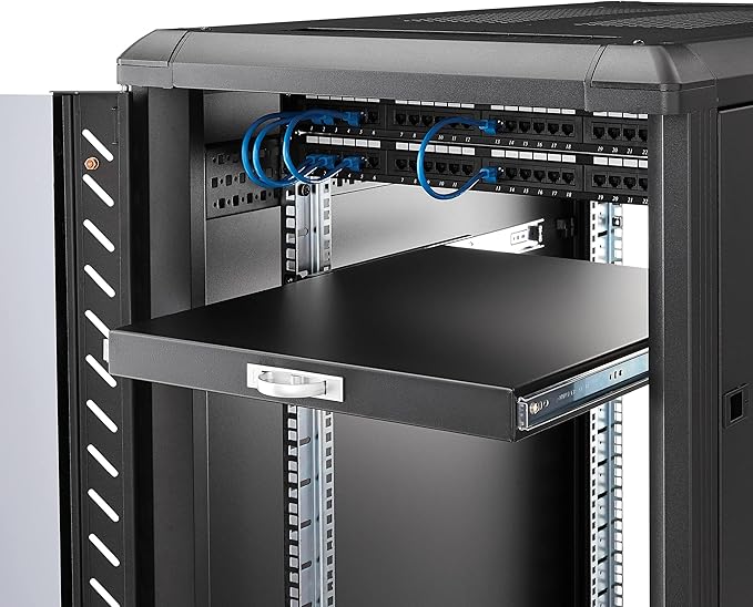 StarTech.com 1U Sliding Server Rack Mount Keyboard Shelf Tray, 22in Deep Steel - Image 2
