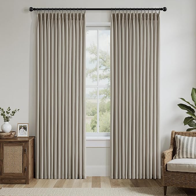 Memory Trained Pinch Pleated Curtains 108 Inches Long, Viral Linen Pinch Pleat - Image 2