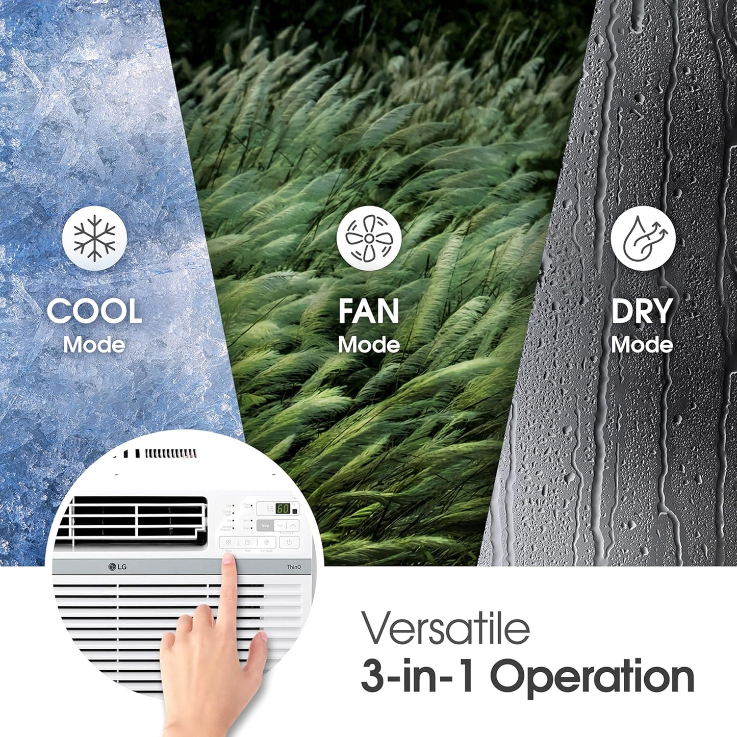 LG 12,000 BTU Smart Window Air Conditioner, 115V, AC Window Unit for Rooms up to 550 Sq. Ft., Perfect for Kitchen or Living Room, Phone & Voice Control, Works with LG ThinQ, Amazon Alexa, Hey Google