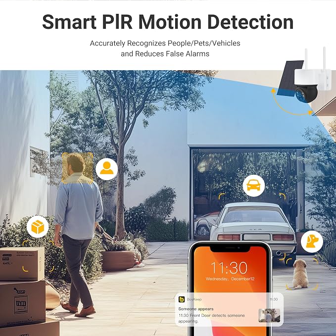 Solar Cameras for Home Security, Security Cameras Wireless Outdoor, 360° Pan & - Image 3