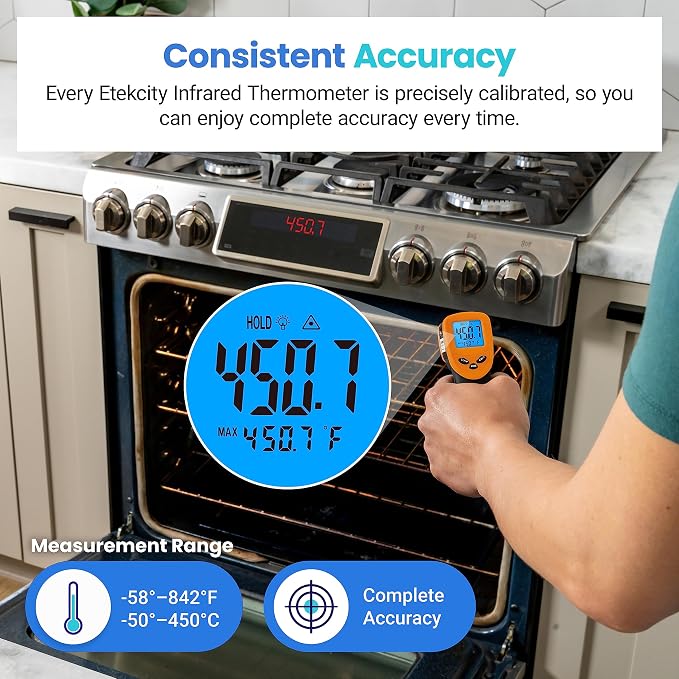 Etekcity Infrared Thermometer Laser Temperature Gun 774, Meat Food Candy Oven - Image 9