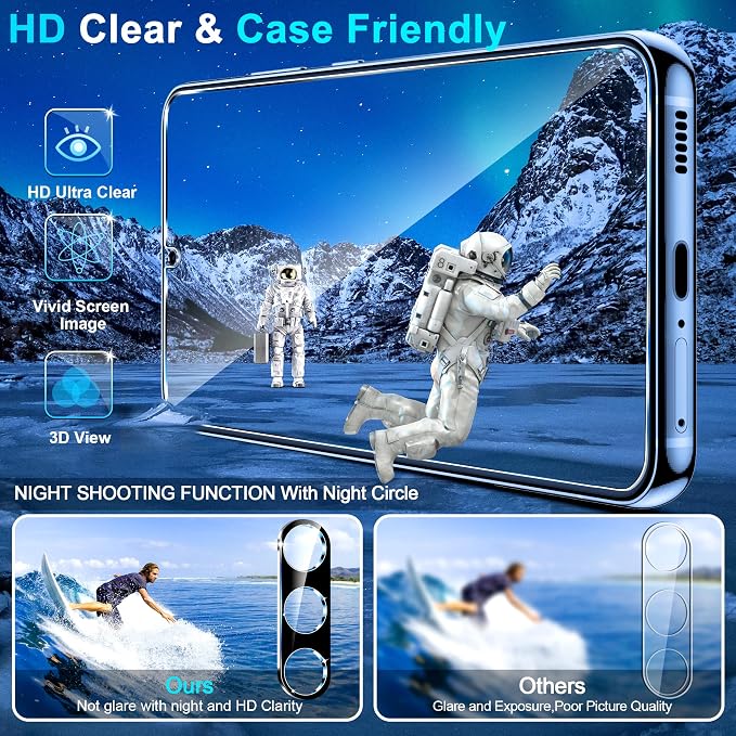 Pack Galaxy S25 FE Screen Protector, HD Clear Tempered Glass, Fingerprint Unlock - Image 3
