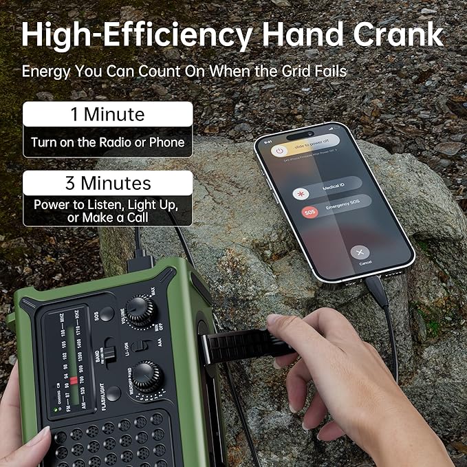 Solar Radio Emergency Hand Crank 12000mAh - Image 6