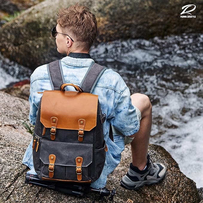 Padwa Lifestyle Gray Black Camera Backpack - Image 2