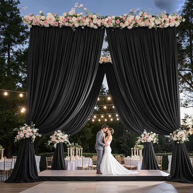 50ft x 15ft Black Backdrop Curtains by CO-AVE
