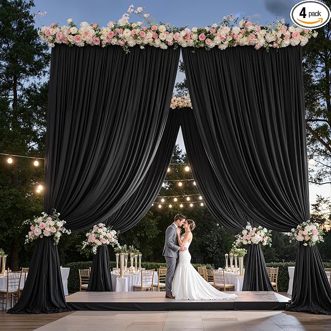 20ft x 15ft Black Backdrop Curtains by CO-AVE
