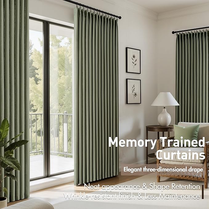 Memory Trained Pinch Pleated Curtains 90 Inches Long, Linen Pinch Pleat Sheer - Image 3