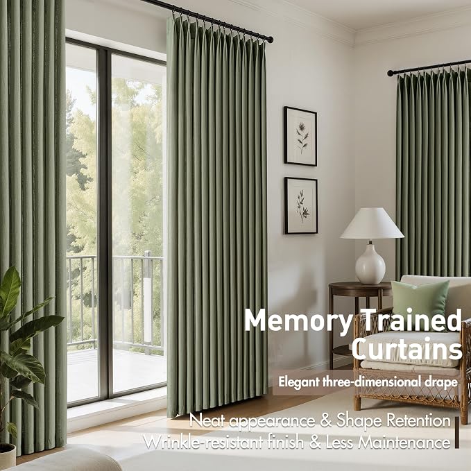 Memory Trained Pinch Pleated Curtains 96 Inches Long, Linen Pinch Pleat Sheer - Image 3