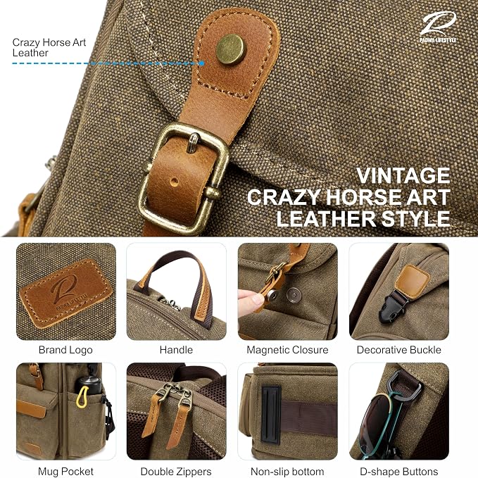 Padwa Lifestyle Khaki Camera Backpack - Image 7