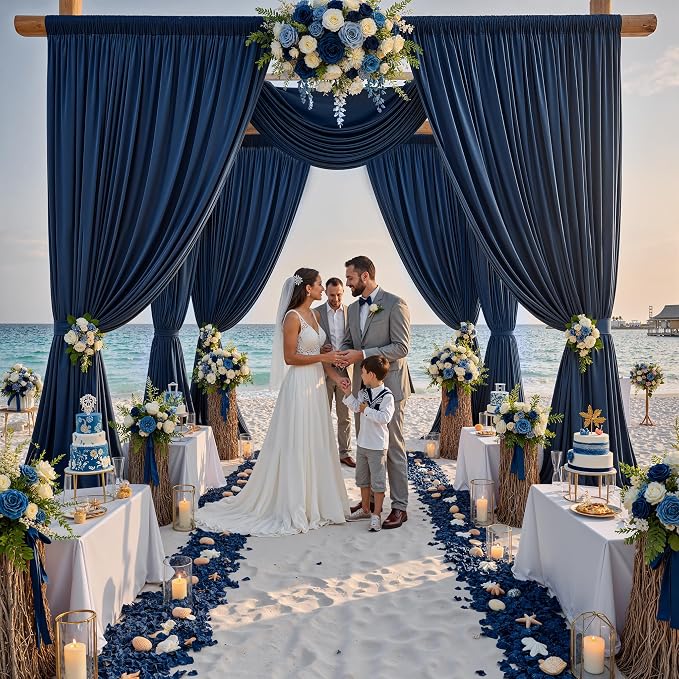 12ft x 10ft Navy Blue Backdrop Curtains - Image 6