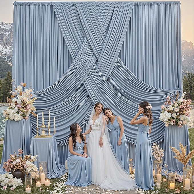 20ft x 12ft Dusty Blue Backdrop Curtains - Image 5