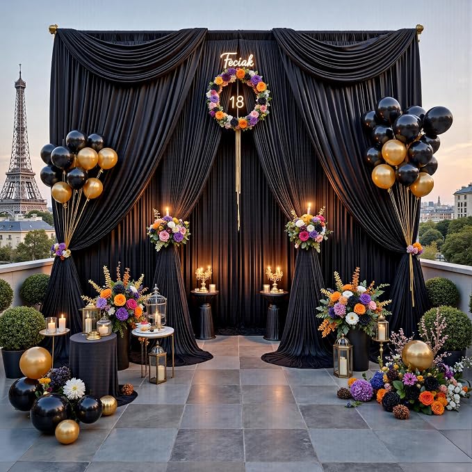 50ftx12ft Wrinkle Free Black Backdrop Curtains - Image 6