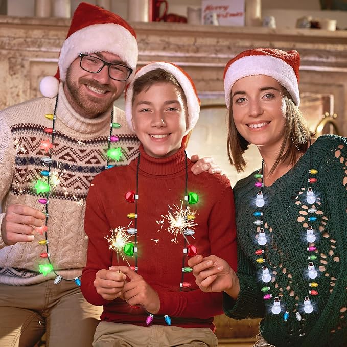 Traplace 6PCS Christmas Light Necklace Light up, 3 Glow Modes Festive - Image 6
