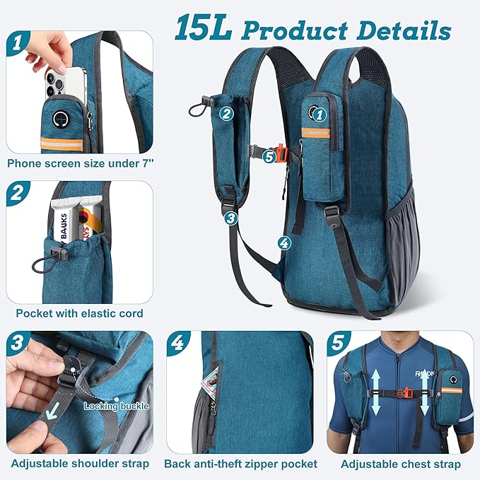 BECOJADDE 15L Small Hiking Backpack - Image 2