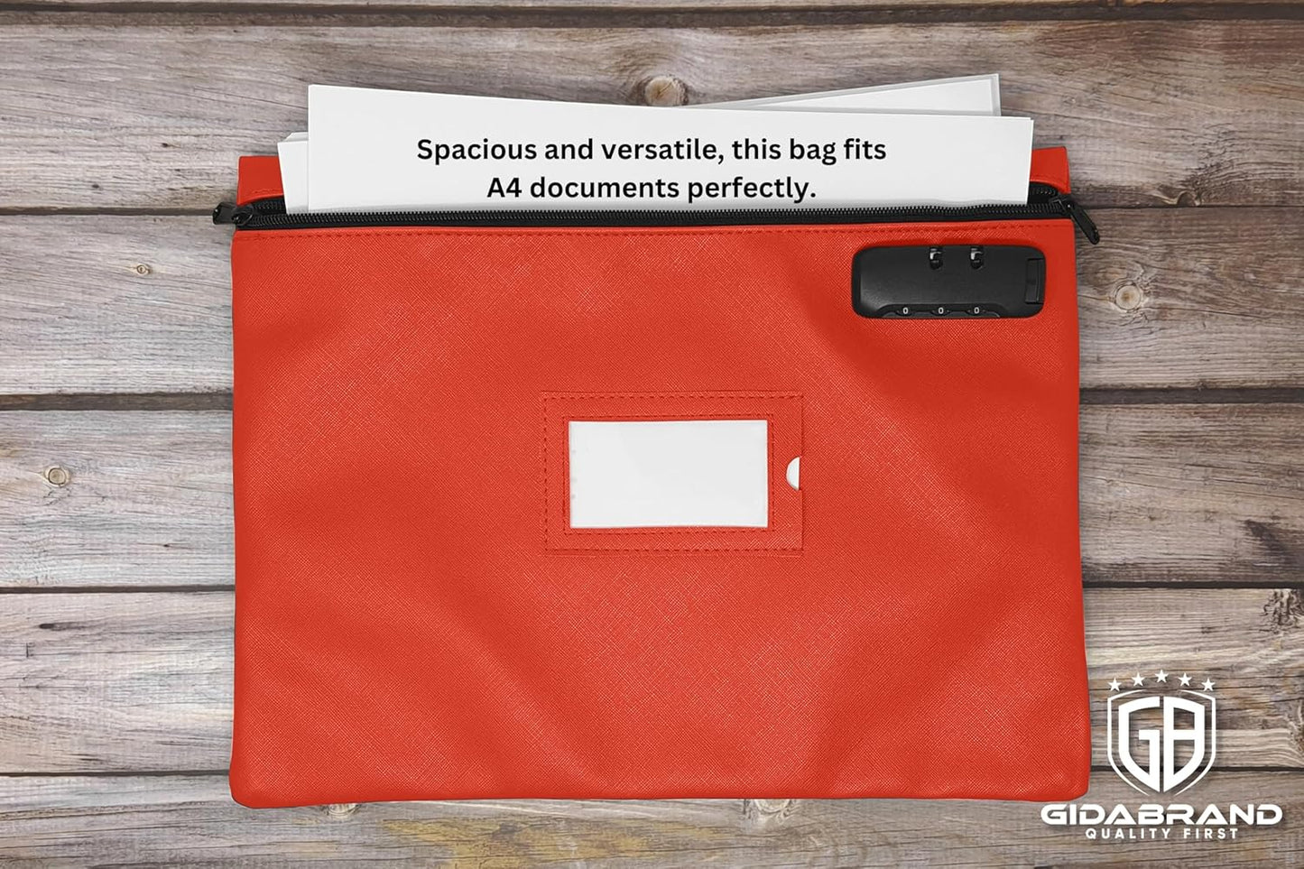 Red Notary Bag with Lock | 14x11 inch | Zipper Document Bag | Locking Case for Notary Kit, Stamp, Embosser, Ink Pad, and Valuables