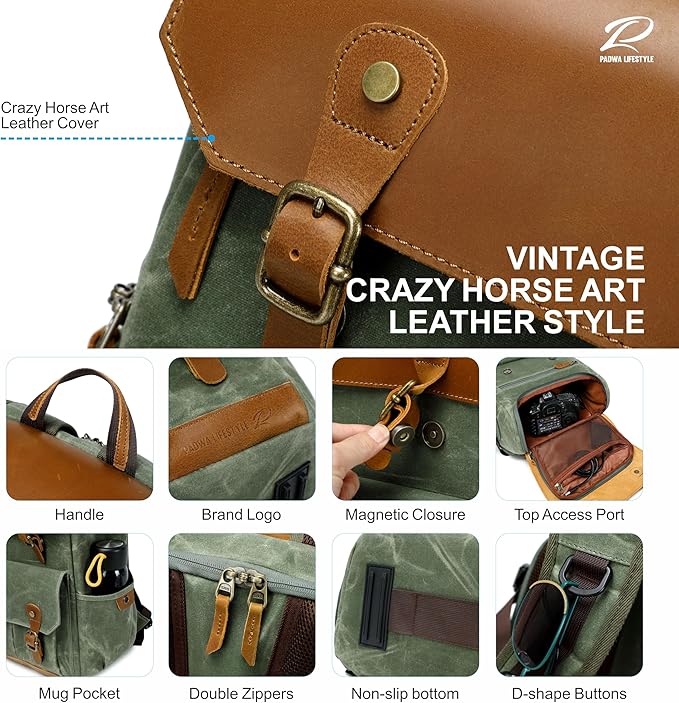 Padwa Lifestyle Green Camera Backpack - Image 7