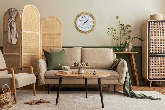 Bulova C5005 Wooden Atomic Analog Wall Clock | Automatically Sets Time | Large - Image 4